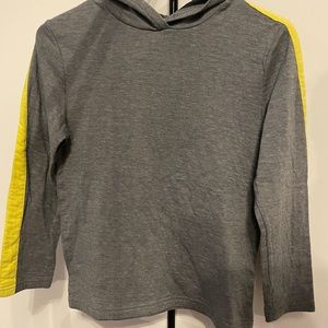 Gray and neon green hoodie.